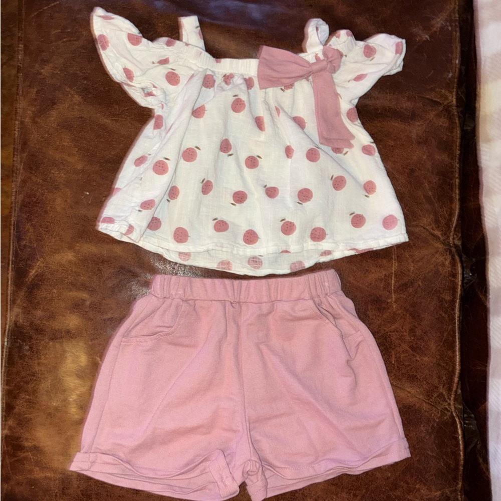 Pink Polka Dot Top and Shorts Set 3T